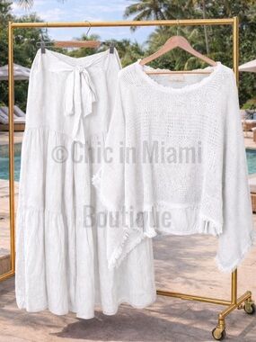 Puro Lino Italian Linen Top and Wide Leg Pants Set